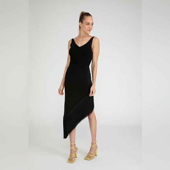 PAOLA BERNARDI Hanne Knit Fridge Skirt In Fushcia size Small NWT$518 - Picture 4 of 9